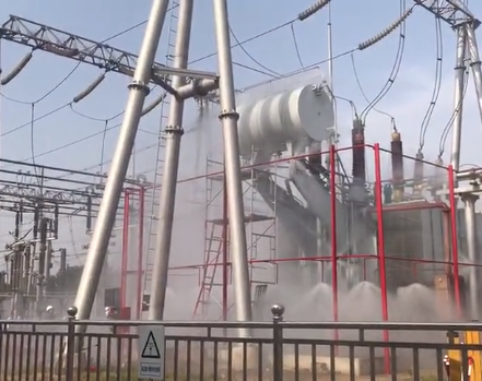 洛阳变电站高压细水雾灭火系统的试验视频